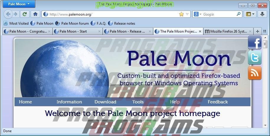 pale moon homepage