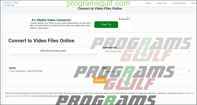 موقع Convert to Video Files Online
